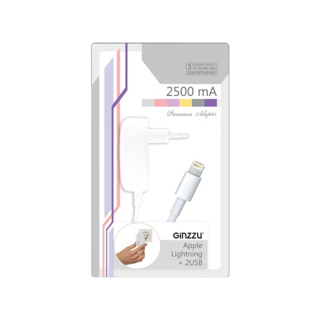 Зарядное устройство Ginzzu GA-3513UW 2xUSB 2.5A + кабель Lightning купить в Инфотех Зарядное устройство Ginzzu GA-3513UW 2xUSB 2.5A + кабель Lightning купить в Инфотех
