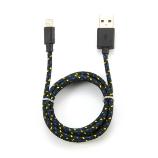 Кабель USB2.0 AM/Apple 8pin Lightning Konoos KC-A2USB2nbk для iPhone5/6/iPod/iPad  черный, 1м, нейлоновая оплетка  купить в Инфотех