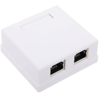 Розетка RJ-45 2-порт FTP Telecom TC-SB-2-8P8C-C5E-SH-WH внешняя , экранированная 5e кат.  купить в Инфотех