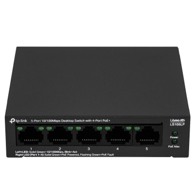 Коммутатор TP-Link LS105LP  5x100Мбит/с 4xPoE 41W  купить в Инфотех