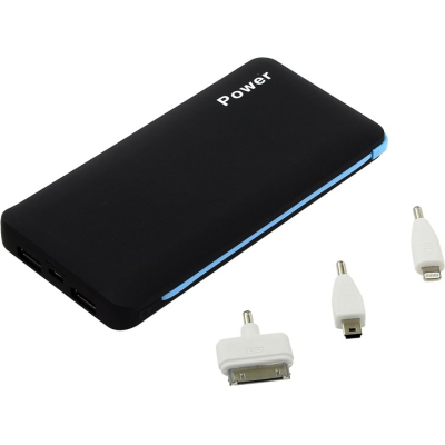 Портативная батарея KS-is Power KS-240Black 9800 мА/ч, черный, переходники 2 шт. (mini USB, Apple Lightning)  купить в Инфотех