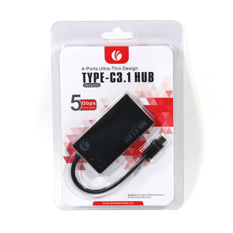 Разветвитель USB  VCOM DH302C  USB3.1 Type-C --> 4*USB3.0  купить в Инфотех