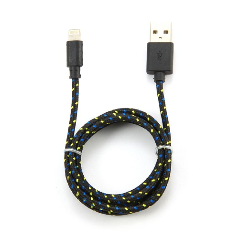 Кабель USB2.0 AM/Apple 8pin Lightning Konoos KC-A2USB2nbk для iPhone5/6/iPod/iPad  черный, 1м, нейлоновая оплетка  купить в Инфотех