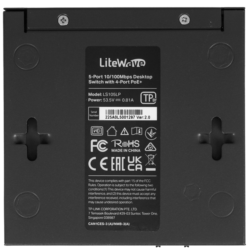Коммутатор TP-Link LS105LP  5x100Мбит/с 4xPoE 41W  купить в Инфотех