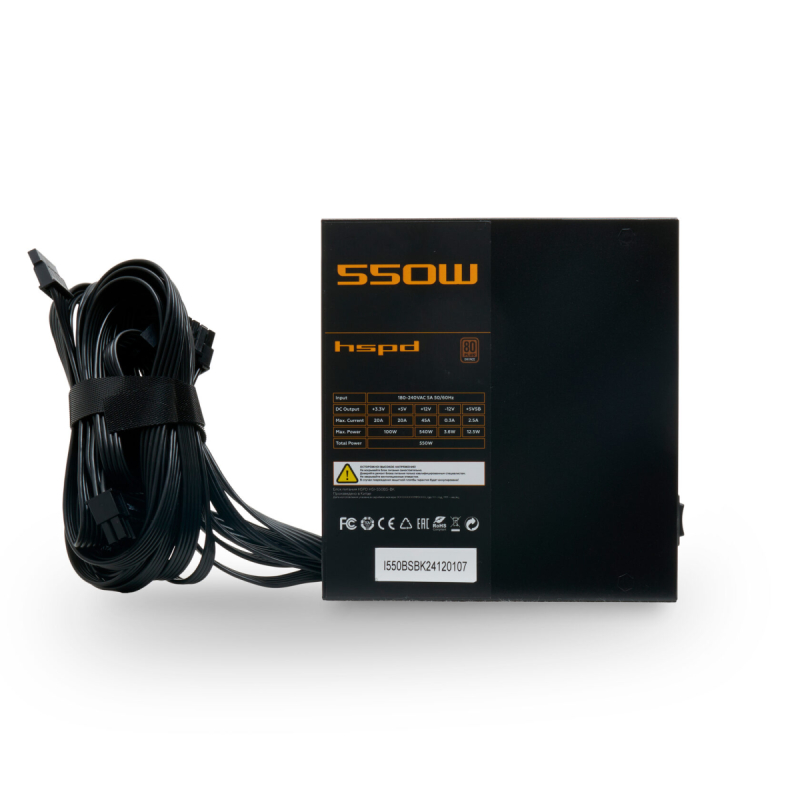 Блок питания 550W HSPD HSI-550BS-BK   80+ Bronze  полу-модульный  купить в Инфотех