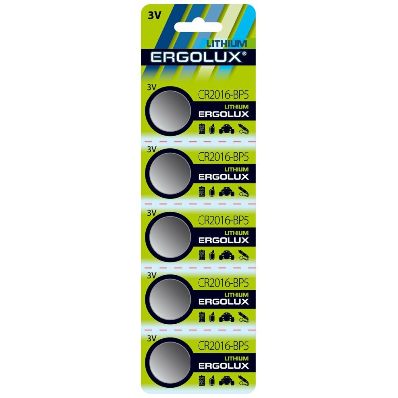Батарейки CR2016 BL-5 Ergolux   (5 шт.)  купить в Инфотех